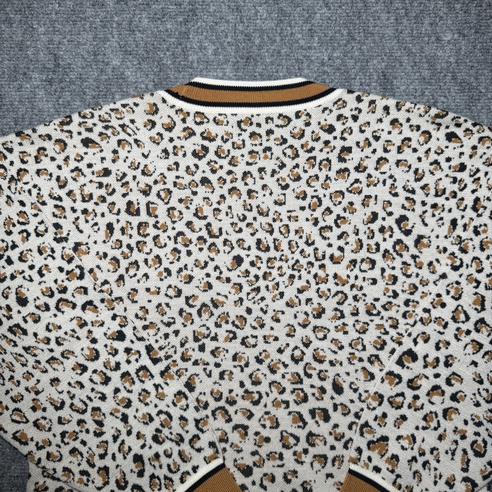 Veronica Beard Leopard Cheetah Print V-neck Pullover Sweater S Merino Wool Blend - Picture 12 of 13